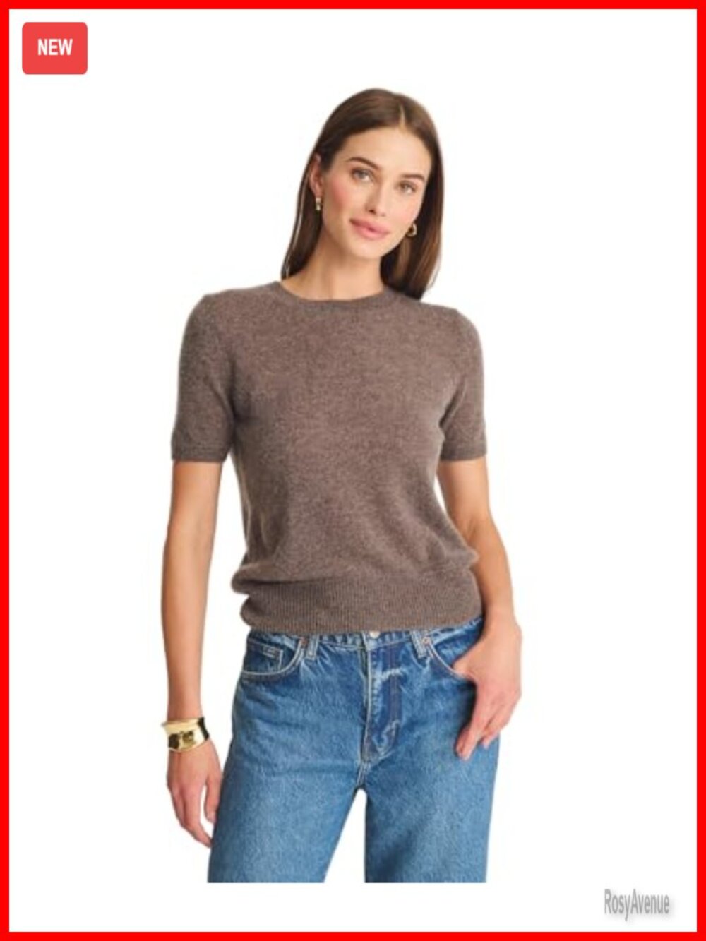 100% Cashmere Short Sleeve Crew Neck Pullover Sweater Lightweight